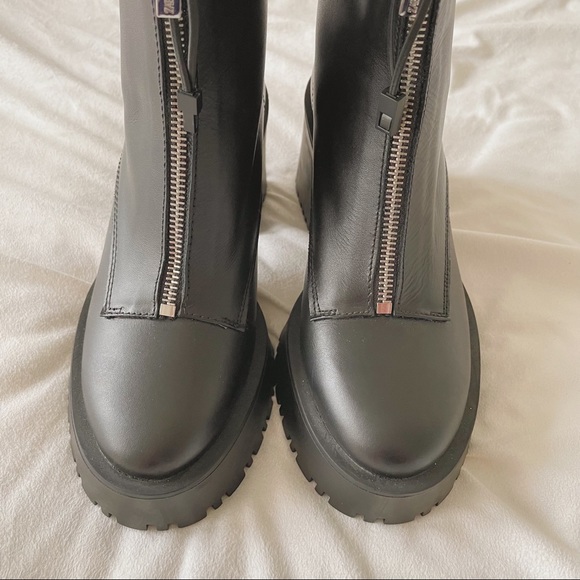 ZARA Zippered Leather Heeled Boots - Picture 9 of 14